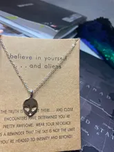 1pc nuevo plata Color damas collar alienígena creativa de moda de aleación de alienígena COLLAR COLGANTE (con)