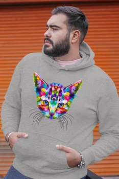 

Angemiel Wear Color Cat Gray Men 'S Hooded Sweatshirt