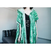 Summer Tunic Hooded-Beachwear Kaftan Bathing-Suit Cover-Up Beach-Dress Printed Bohemian