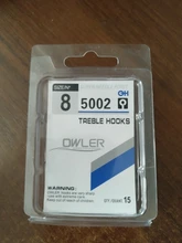 5002 Fishing-Tackle Treble-Hooks Bend Owner Pike-Bass for 15pcs/Box Round Silver-Size