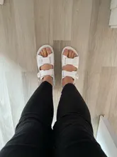 Sandalias de cuero de imitación para mujer, zapatos planos deportivos a la moda, Joker, con plataforma romana Ins, para verano, 2020