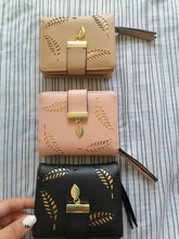 Cartera de moda para mujer, billetera corta, bolso de mano con huecos, monedero de cuero PU, tarjetero