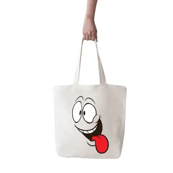 

Angemiel Bag Big Tongue Issuing Funny Smiley Shopping Beach Tote Bag