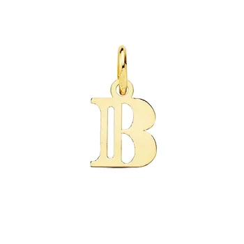 

18k gold pendant letter capital B 11mm. Double strip openwork smooth