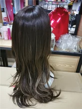 Pequeña LANA sintético Ombre negro marrón de oro con pelucas con reflejos largo ondulado resistente al calor de la parte media Cosplay pelucas para mujeres