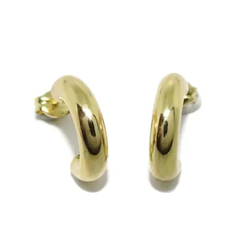 

Pendientes de oro amarillo brillo de 18ktes medio aro de tubo redonde de 4mm de ancho. cierre presión