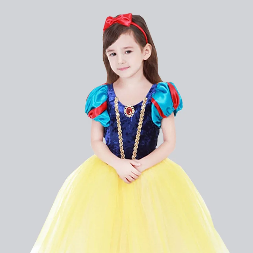 Princess Snow White Dress for Girl Kids Costume with Cloak Summer Cotton  Lantern Sleeve Ball Gown Children Party Birthday Dress - AliExpress 1501