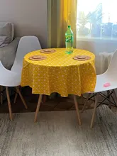 Round Tablecloth Cover Linen Christmas-Tree-Pattern Washable Nordic Cotton Stripe 