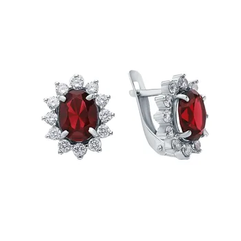 

Silver earrings with cubic zirconia and Garnet sunlight sample 925 test