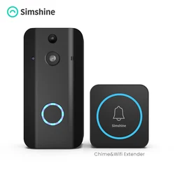 WiFi Vidéo Sonnette Caméra Simshine1080P Sans Fil Porte Cloche Cam Avec Carillon Intérieur Détection De Mouvement Vision Nocturne 2 Voies Audio 
