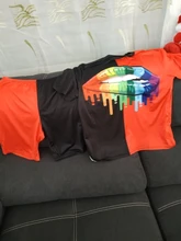 Top y pantalón corto con estampado de labios para mujer, ropa deportiva, Top y pantalón corto, cuello redondo, informal, Verano