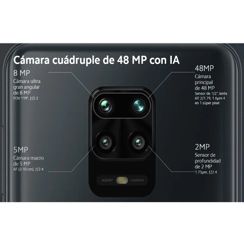 Xiaomi Redmi Note 9S (64GB ROM con 4GB RAM Snapdragon™ 720G Android Nuevo Móvil) [Teléfono Móvil Versión Global para España]