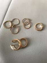 Tocona 8 unids/set, Anillos geométricos conjuntos de cristal claro de cadena de oro de piedra anillos de apertura para la joyería de las mujeres accesorios 9012