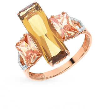 

Gold ring with quartz and cubic zirconia sunlight