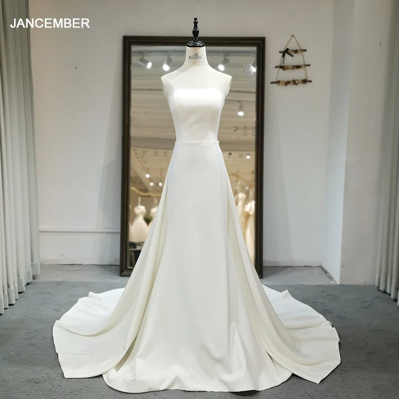 QD06109 Simple Wedding Evening Dress A-Line Lace Up Simple Wedding Dress Strapless Tulle Wedding Dress платье на новый год 2022 1