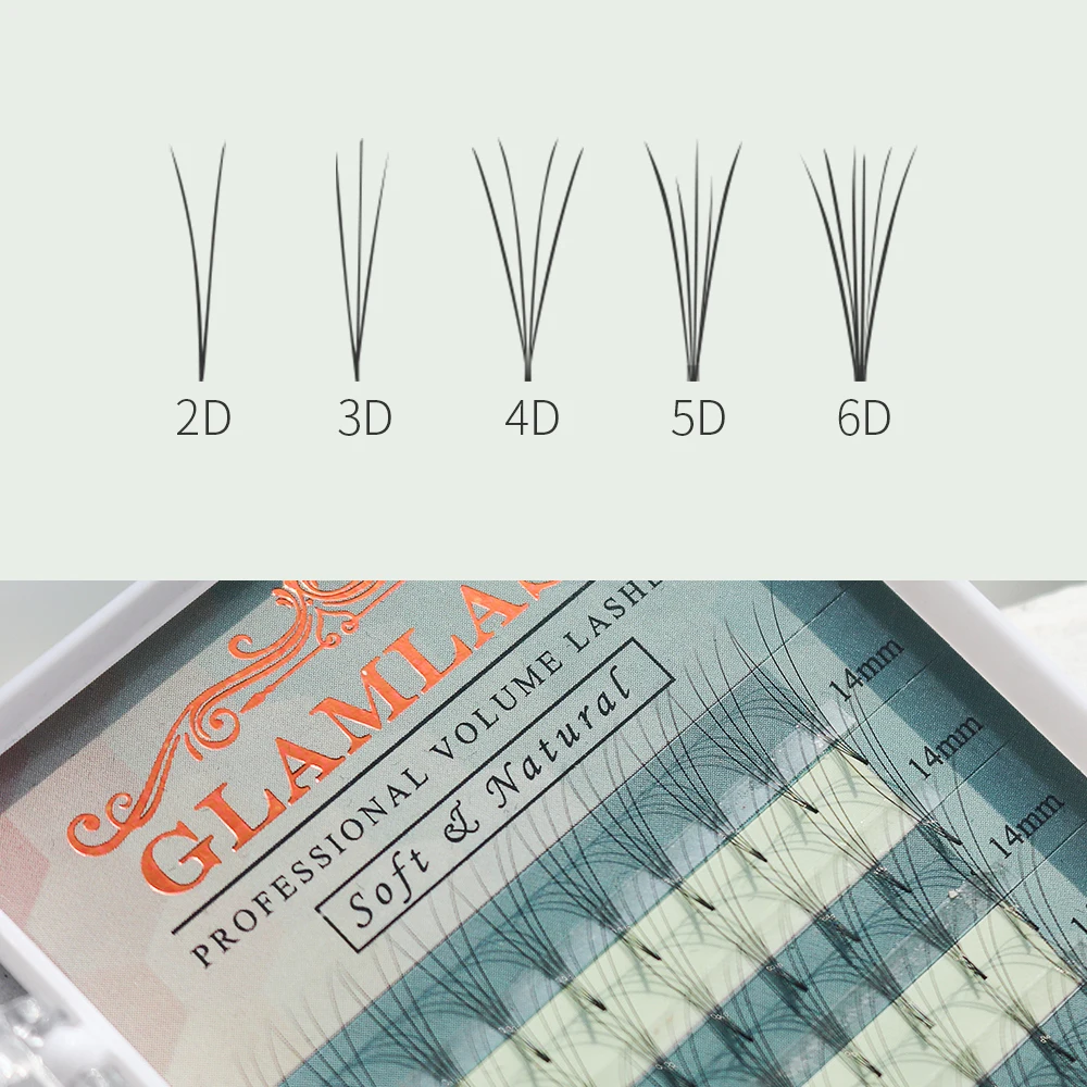 GLAMLASH Premium 2D 3D 4D 5D 6D готовые русские объемные вееры для наращивания ресниц ресницы