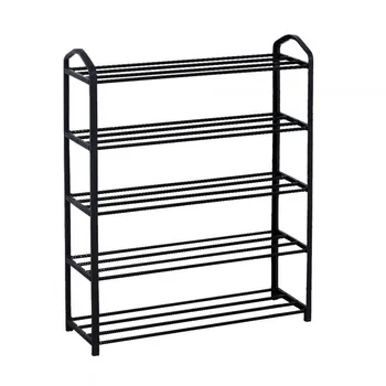 

Black metal shoe rack with 5 Baldas 79x63x20cm 7house