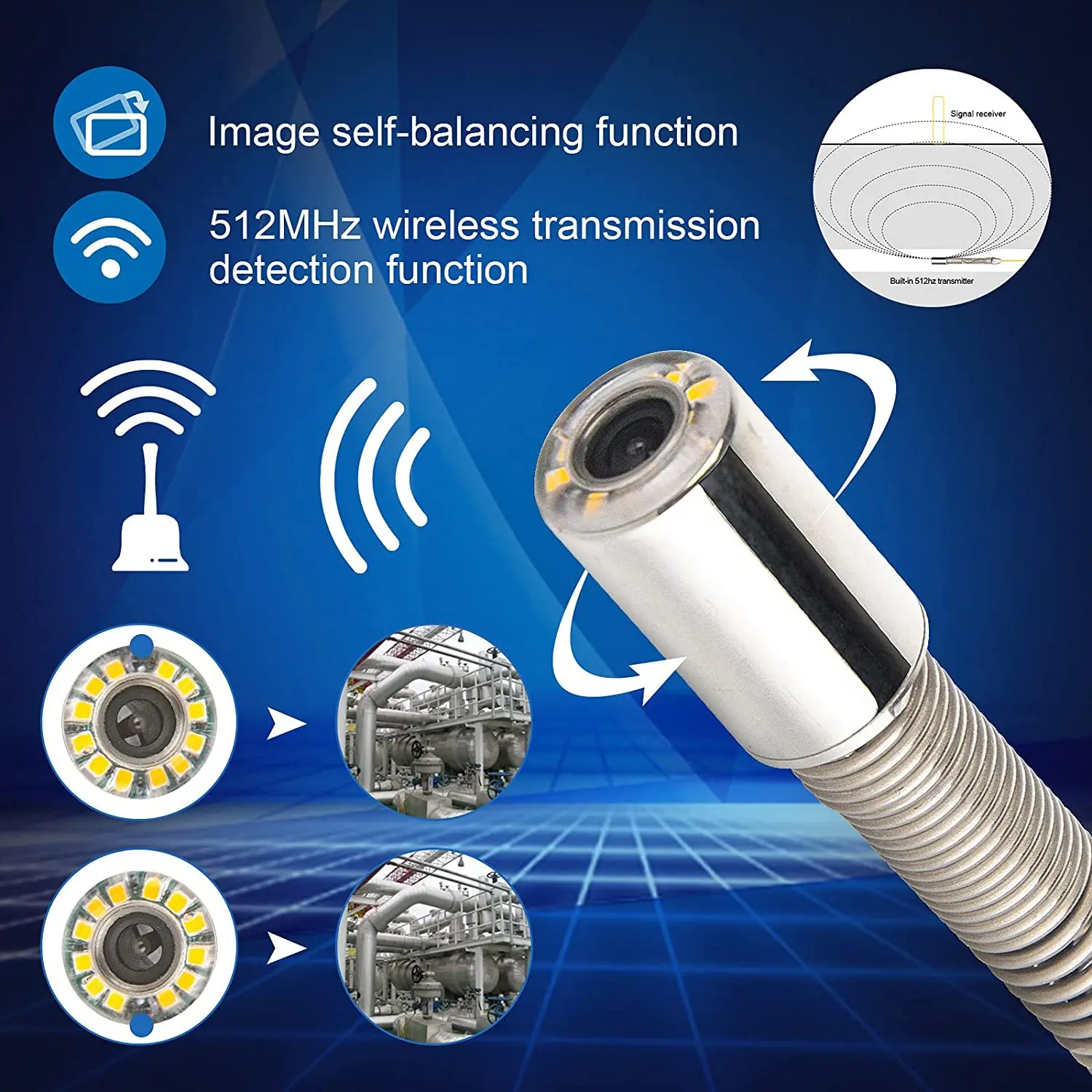 Caméra 23mm à nivellement automatique, 30M, Sonde émetteur 512Hz intégrée  pour la localisation des tuyaux, Endoscope d'inspection des canalisations -  AliExpress