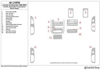 

Interior trim for Lincoln Continental 1998-2002. Set L1010.