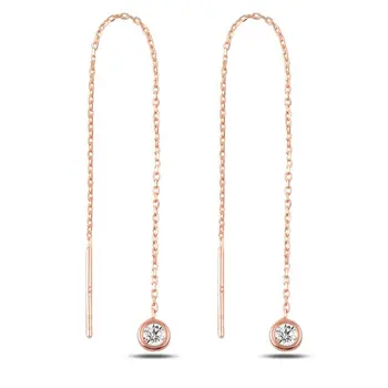 

Angemiel 925 Silver Zircon Stone Japanese Earrings-Rose Gold Plated