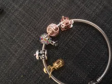 Noria de pata de corazón para mujer, corona O abalorio brillante de copo de nieve transparente, compatible con pulsera Pandora Original, joyería de plata 925