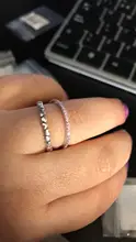 BAMOER-Anillo de boda de cristal rosa de plata de ley 925 para mujer, joya geométrica sencilla, joyería de plata de ley SCR066