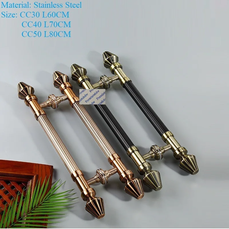 Stainless Steel Red Bronze Back To Back Wooden Glass Frame 10-120MM Thick Door Pull Diamond Decorative Finial Head