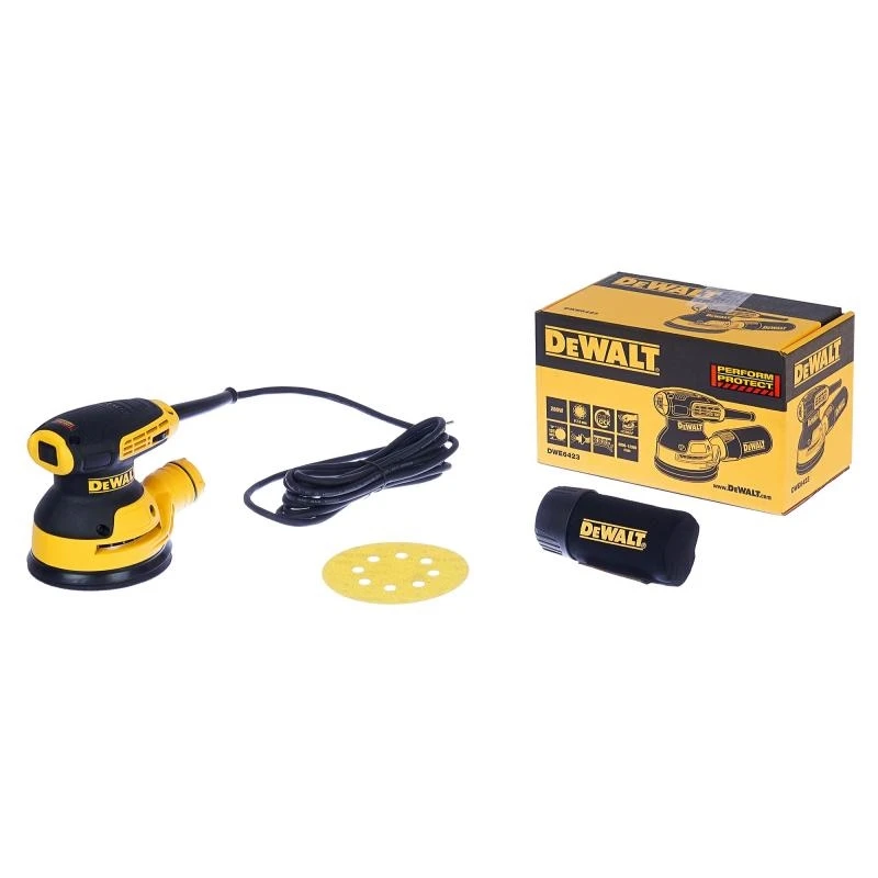 Машина шлифовальная эксцентриковая DeWalt DWE6423 (Амплитуда колебаний 2,6мм, крепление на липучке)