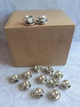 12 piezas encantos una taza de té café 14x14x7mm colgantes plateados antiguos que hacen joyas de Color plata tibetana hechas A mano