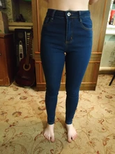 Pantalones vaqueros elásticos de cintura alta para mujer, pitillos hasta el tobillo, ajustados, con realce, color negro y azul, 2020