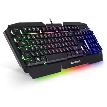 

Teclado gaming spirit of gamer pro-k5 sp - retroiluminación rgb - 104 teclas - 12 accesos directos - 19 teclas antighosting -
