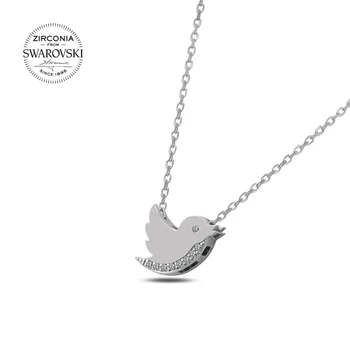

KUTAYDAN Swarovski Zirconia Gemstone Bird Pendant 925 Sterling Silver