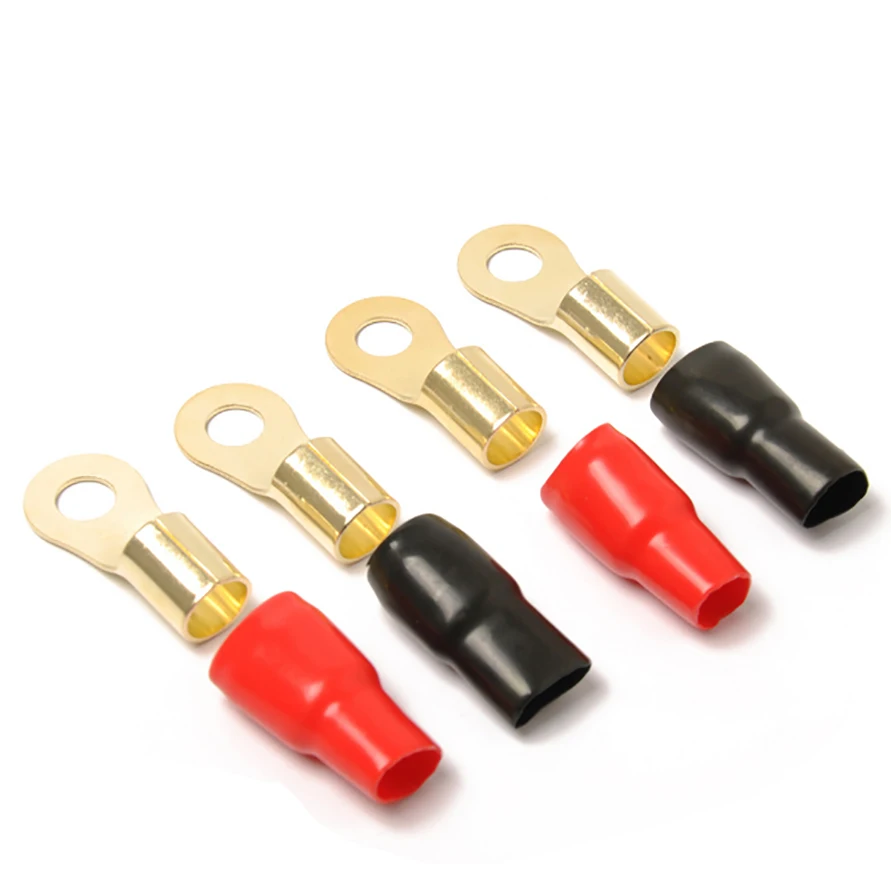 4Pcs Power Ground Wire Ring Terminals Car Audio 4GA Gauge Connectors