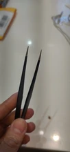 Pinza de mano de 1,0 MM para decoración de uñas, herramienta de selección de Gel acrílico para decoración de gemas, diamantes de imitación, pinzas negras para pestañas, 1 unidad