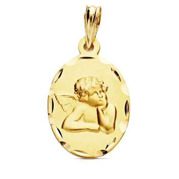 

Medal gold 9k Oval angel baby 23mm. Baby width 14mm.