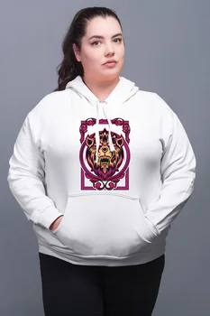

Angemiel Wear Framed Lion White Women 'S Hooded Sweatshirt