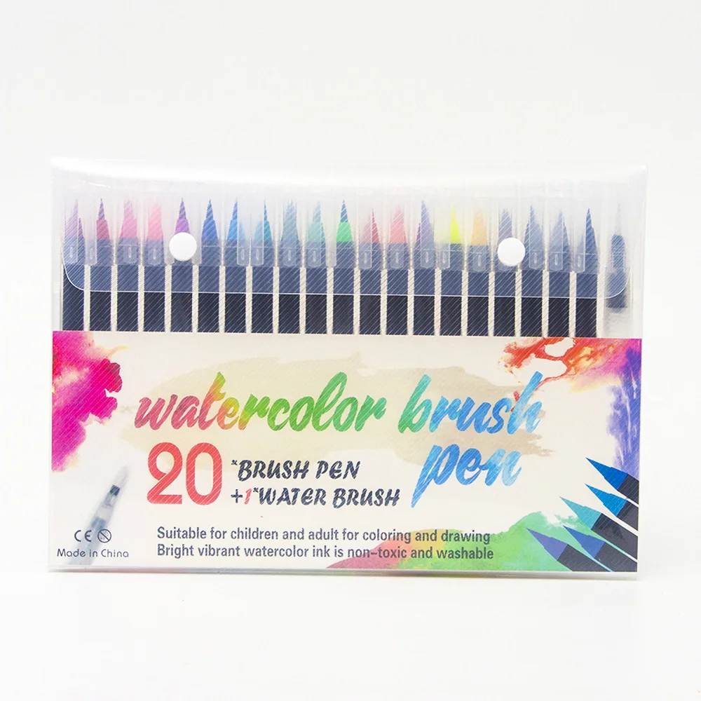 20 Colors Акварельные кисти, маркеры для рисования, граффити, эскиз 20, 24, 48, 72 цвета, кисти для рисования, акварельные ручки, набор для офиса, школьные принадлежности - Цвет: 20 Colors