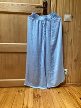 Pantalones de pierna ancha de seda para mujer, mallas tobilleras sueltas de pierna ancha, informales, cintura elástica, RZBY110