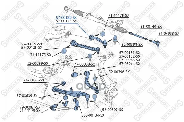 57-00122-Sx_рычаг Задний Верхний Левый! Audi A6 All 04/A8, Vw Phaeton All 02 Stellox 5700122sx Stellox арт. 5700122SX
