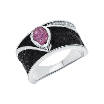 

Silver ring with corundum sunlight sample 925