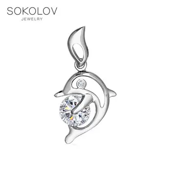 

SOKOLOV suspension of rhodium silver "dolphin" fashion jewelry 925 women's male, pendants for neck women