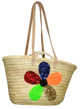 

Capazo Bolso Cesto Redondo con solapa cuero Modelo Palma