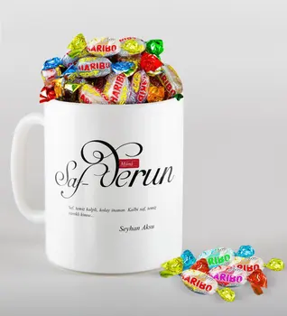 

Personalized Mânâ Safderun Mug and Haribo Candy Gift Set