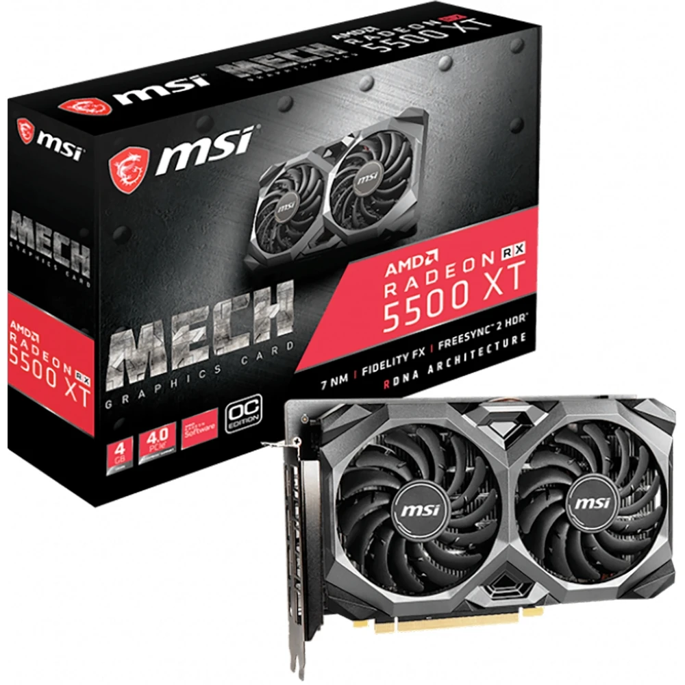 Видеокарта MSI Mech AMD Radeon RX 5500XT 1845MHz 4096MB 14000MHz 128 bit RTL [RX 5500 XT MECH 4G OC] | Компьютеры и офис