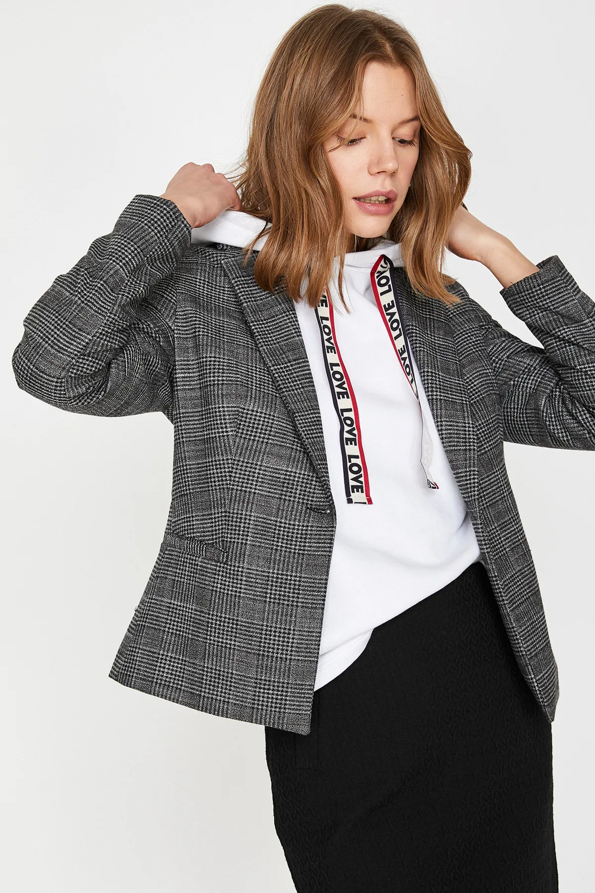 Coton женская серая клетчатая куртка 9KAK56197IW