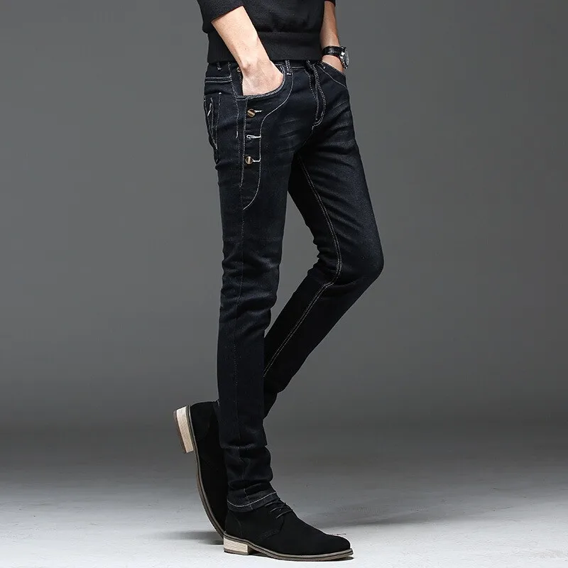 2022 Spring and Autumn New Men's Fashion Casual Pure Color Jeans Classic Stretch Slim Men's Cotton High Quality Jeans 28-36 skinny fit jeans