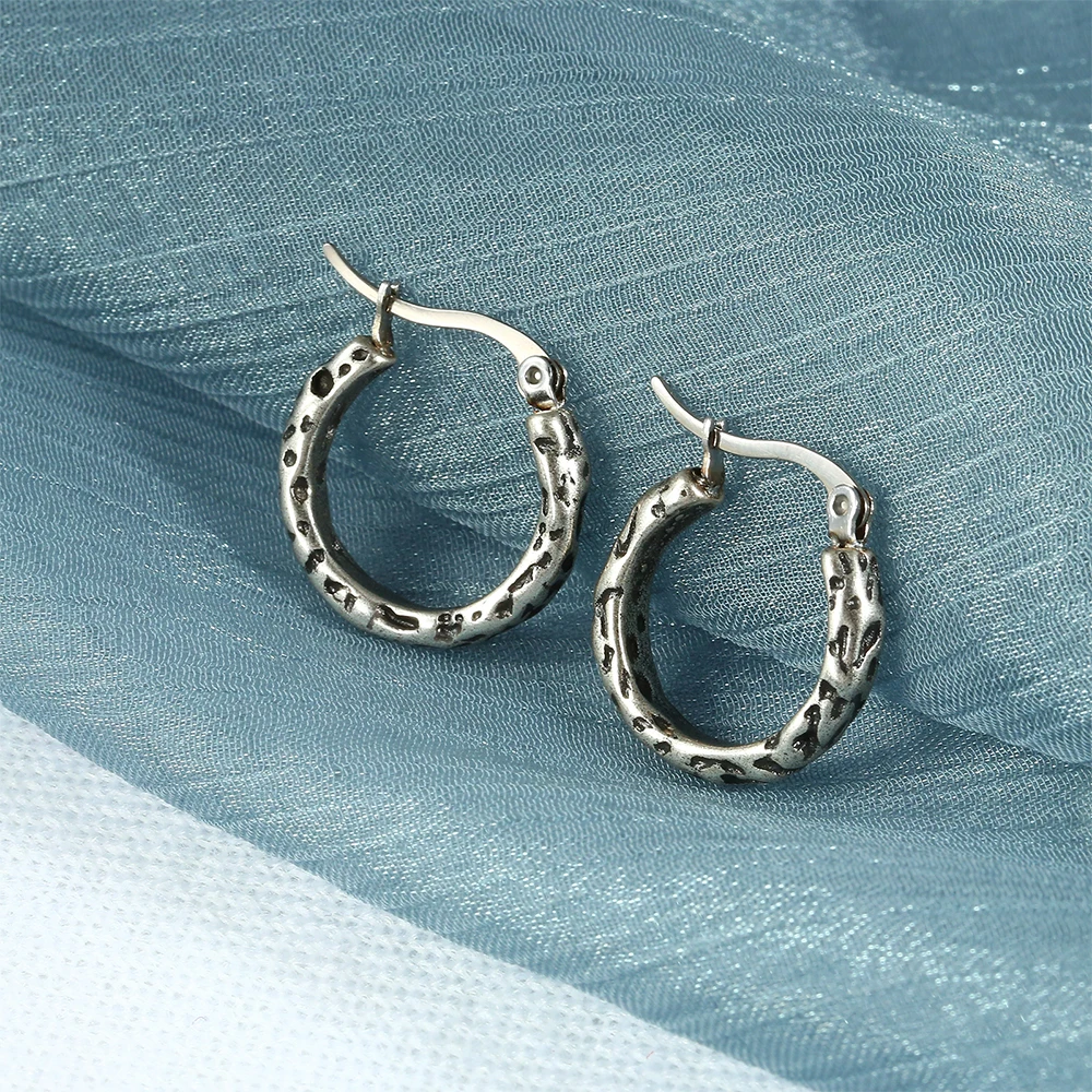 

Pure Titanium Hoop Earrings For Women Girls Earrings Hoops Minimalist Vintage Round Stainless Steel Huggie Earrings Charms