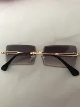 Viaje de moda de estilo sin montura anteojos para sol de Montañismo de moda pequeño rectángulo gafas de sol UV400 tonos para las mujeres de los hombres gafas