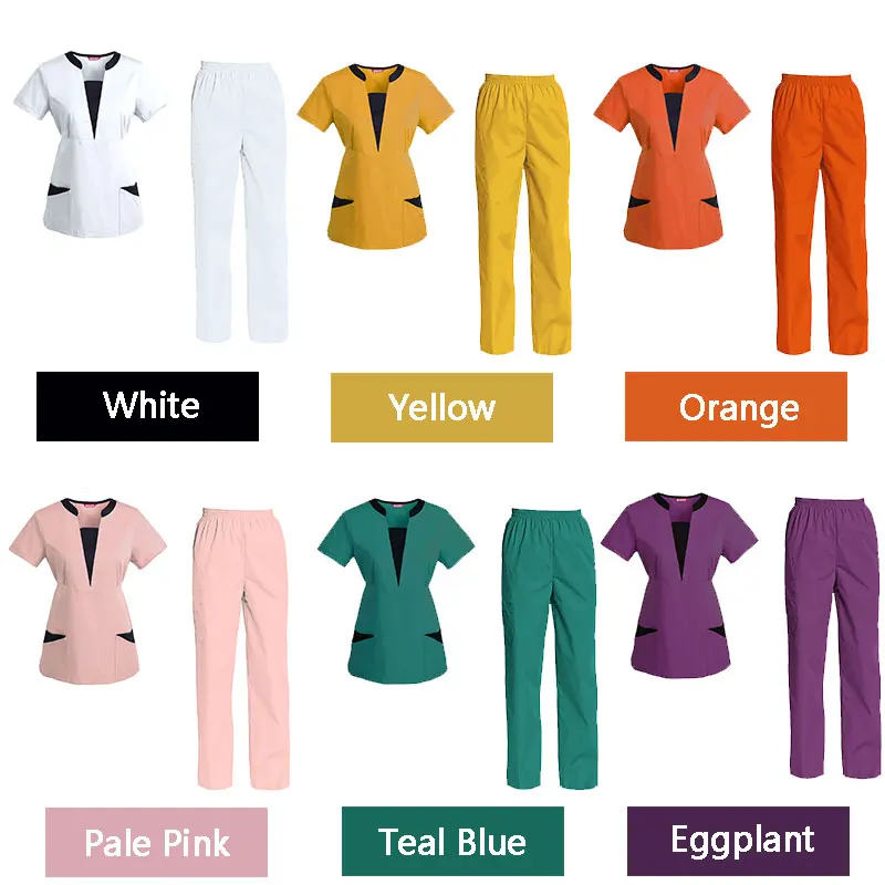 Women's Scrub Set Nursing Uniform Set Scrub Top and Pants