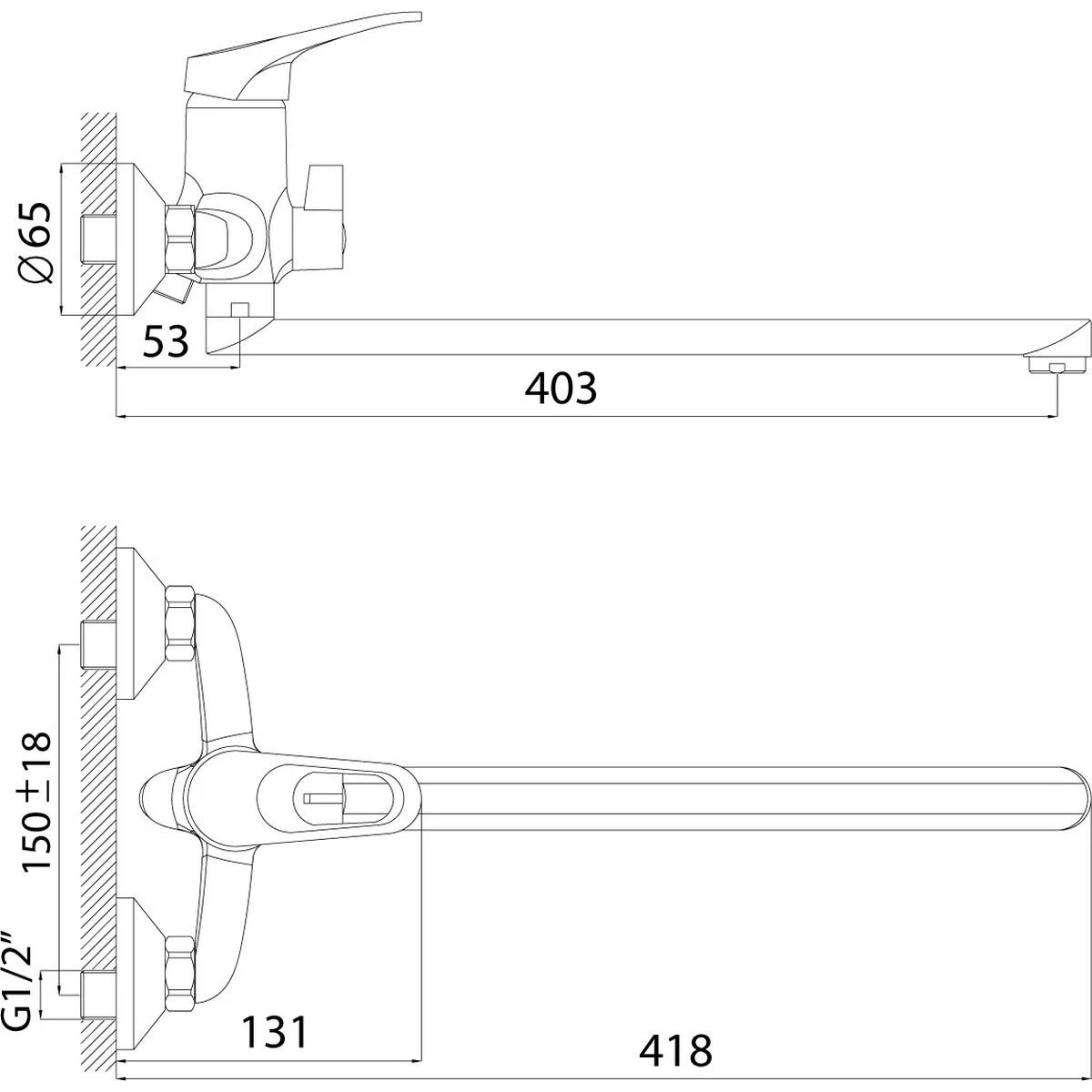 Смеситель для ванны Rossinka B35-32 (цвет: хром; аэратор; душевой шланг; держатель для душа)